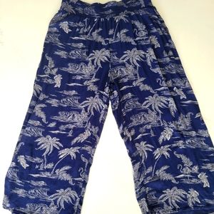 Large beach themed flare bottom pants